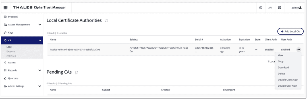 Thales CipherTrust Manager CA Certificate